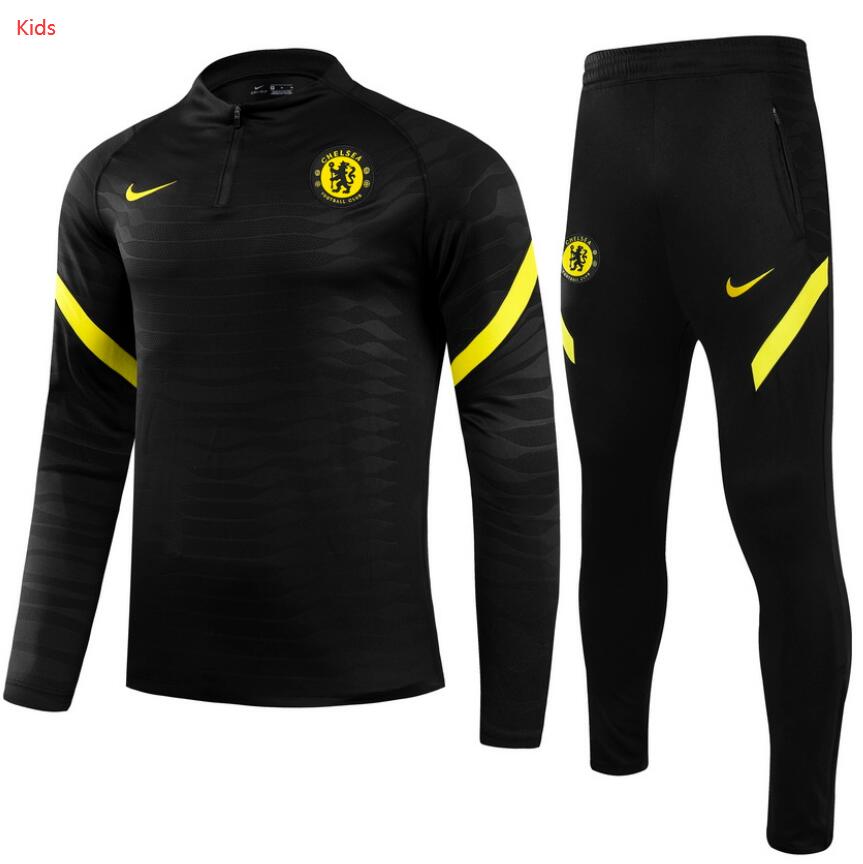 Kids 2021/22 Chelsea Black Youth Training Suits Sweatshirt with Pants